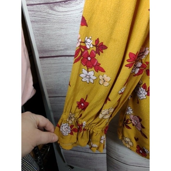 Nautica Jeans Co. Floral Smocked Top - Yellow/Pink/Red - Size S - Picture 3 of 4